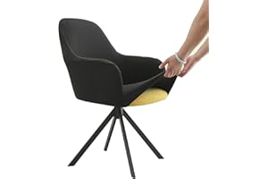 Iauddy Swivel Armchair Accent Dining Chair Cover for Office, Stretch Mid-Back Office Desk Chair Sliopcover Leisure Arm Chair Protector with arms for Living Room(1,Black)