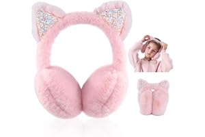 MITUMOMO Winter Ear Muffs, Kids Plush Earmuffs, Foldable Ear Warmer Fluffy Fleece Fabric Ear Cover Thermal Earmuffs, Cute Ear