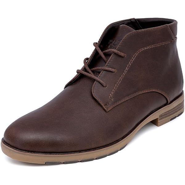 Van Heusen Dark Brown Leather Chukka Boots Van Heusen Mens 9.5 Memory Foam Brown Dress-Casual Boots  main image 4