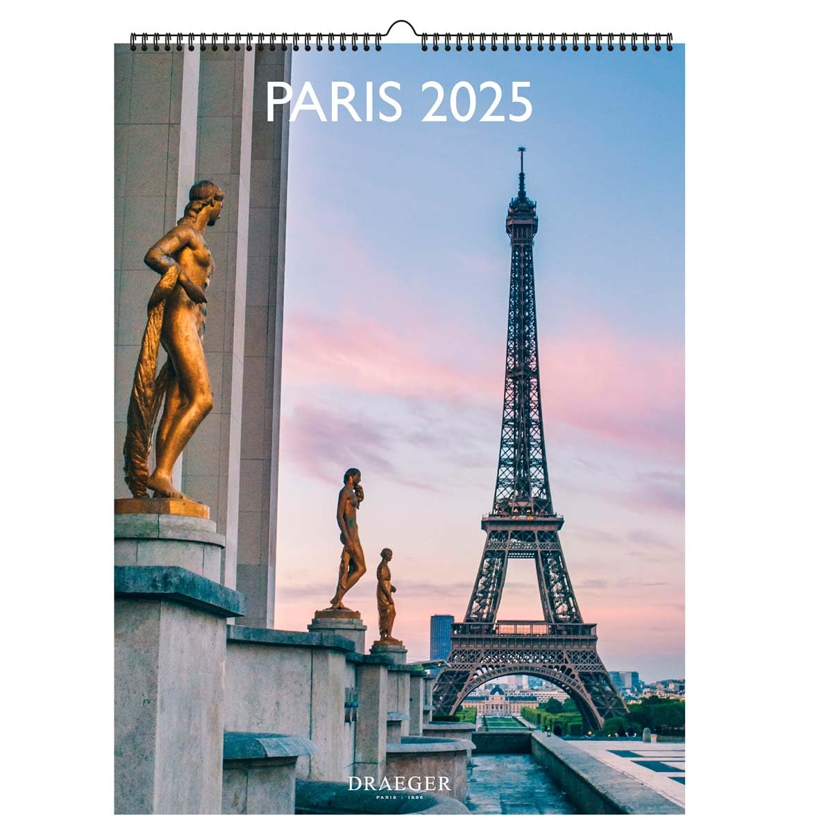 DRAEGER PARIS 1886-2025 Paris Wall Calendar 29 x 39 cm - Multilingual - 12 Detachable Photos - Eco-Responsible - Holidays and Events - Gift Idea - Large Format - FSC Certified Paper
