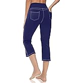VEAARDAMYE Women's Yoga Capri Pants High Waist Capri Leggings with Pockets Tummy Control Crop Pants Straight Leg 21"