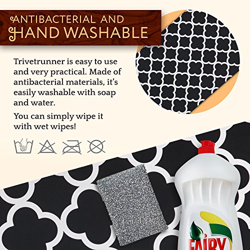 TRIVETRUNNER Decorative Trivet and Kitchen Table Runners Handles Heat, anti Slip, Hand Washable and Convenient for Hot Dishes, Black/White - Thumbnail 6