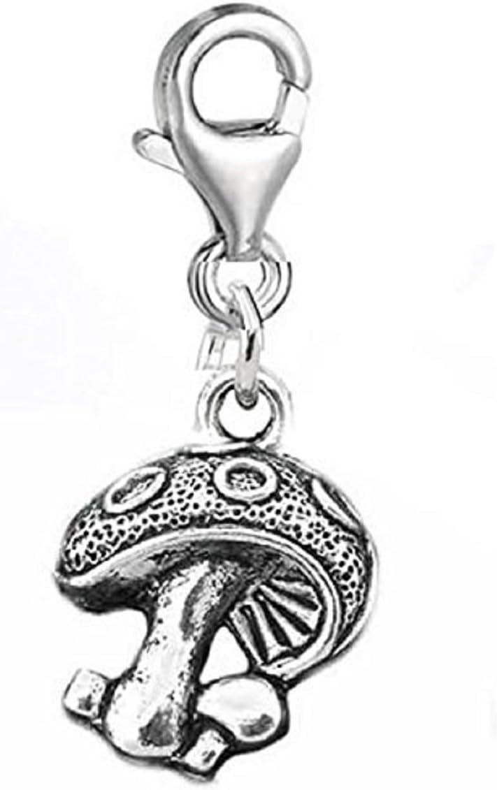 GemStorm Silver Plated Dangling Lobster Clasp Mushroom Clip on Chain Bracelets