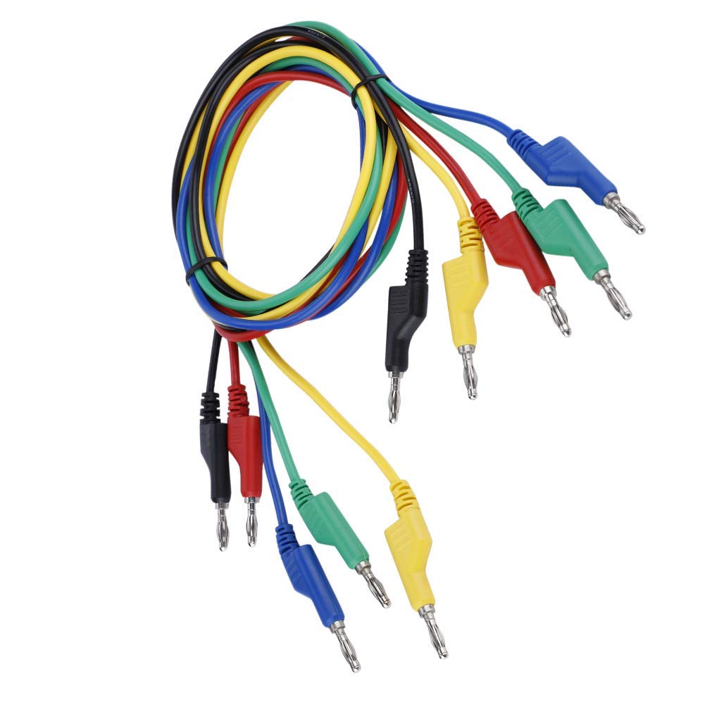 Test Leads 5pcs P1036 Double Headed 1M 4mm Banana Plug Cable Test Leads for Electrical or Laboratory Electric Testing Work