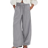 Songling Wide Leg Linen Pants for Women Summer Cotton Casual Palazzo Pant Boho Flowy Beach Pants with Pockets