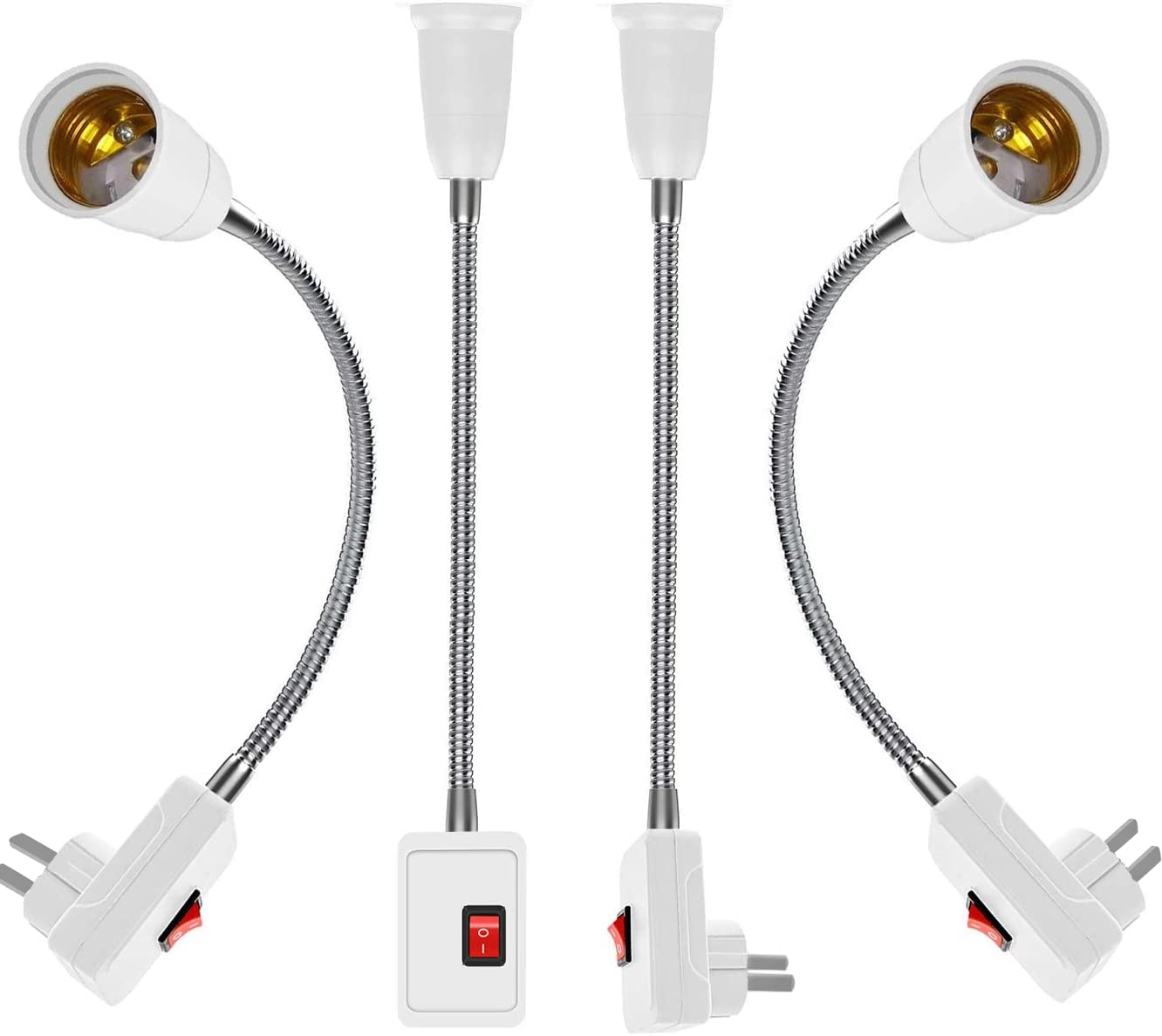 Photo 1 of Plug in Light Socket Adapter,4Pack Extension Light Socket Converter Plug Lamp Socket Desk Extender Lamp Bulb Holder E26/E27 All Direction Bulb Adapter with Switch 5.9''Gooseneck For Bedside Plant Grow