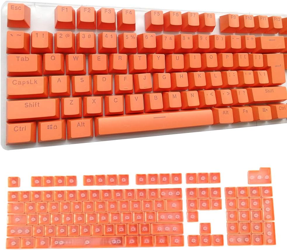 Feicuan Universal 104 Keyset Keycap ABS Colorful Backlit Replacement Key Cap Cover for Mechanical Keyboard (Only Sell Keycaps)- Orange - Image 3