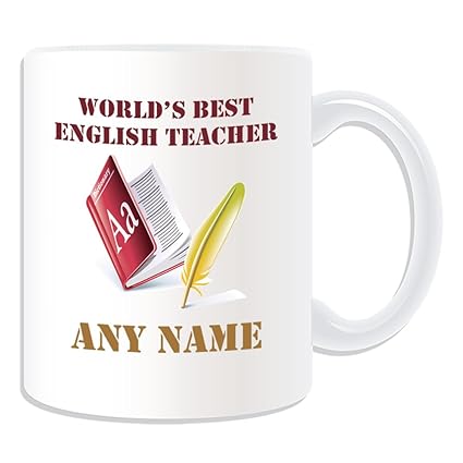 Regalo personalizado – World s Best profesor de Inglés/diccionario y pluma taza (