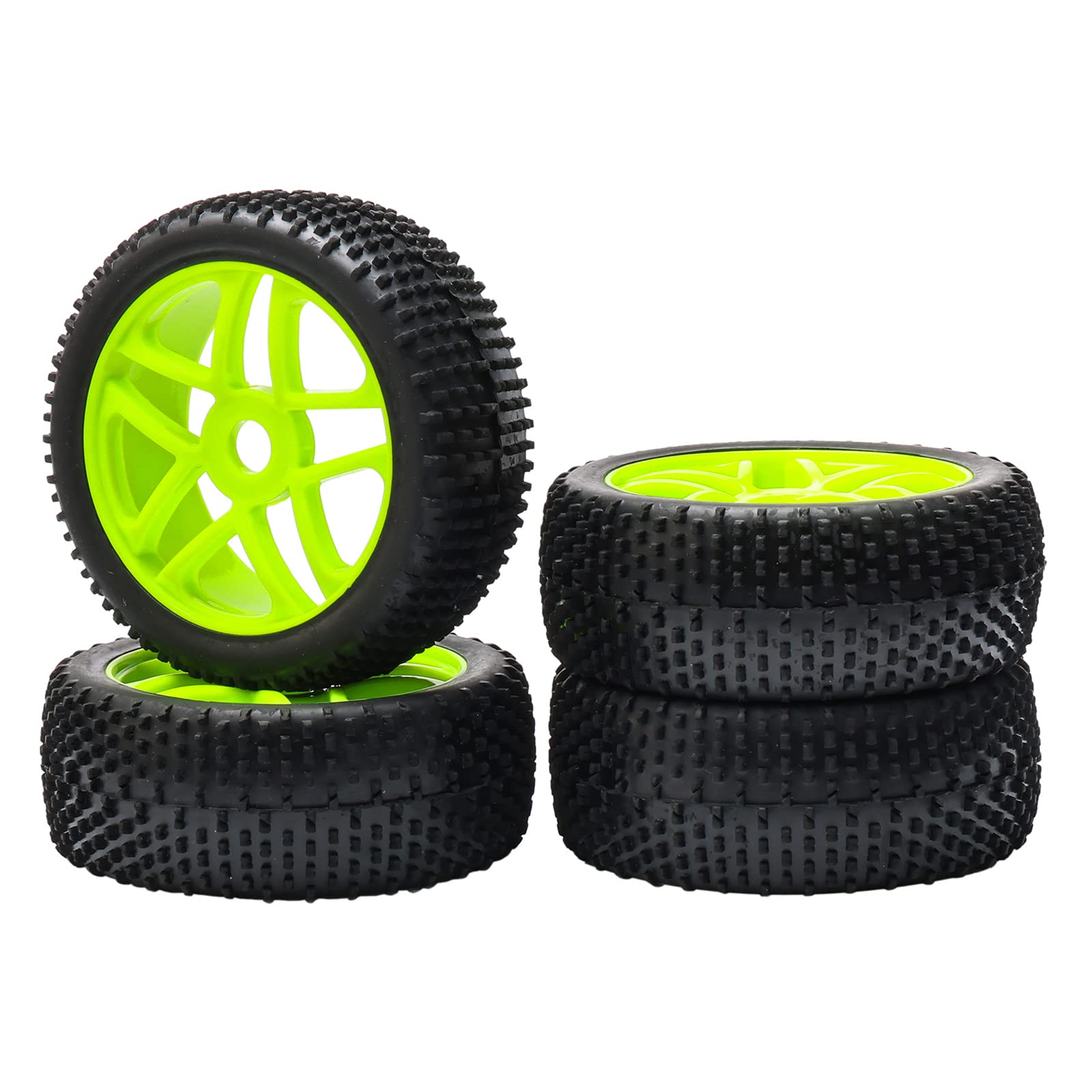 Pxyelec 17 mm Wheel Tires, Buggy Rubber Wheel Tyres for 1:8 Scale Off-Road RC Car Green (Pack of 4)