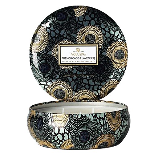 Voluspa French Cade & Lavender Limited JAPONICA 3 Wick Candle in Decorative Tin 12 oz