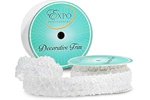 EXPO INTERNATIONAL Trims by the Yard Sereia Sequin Trim Spool | White | (3 Yard Spool)