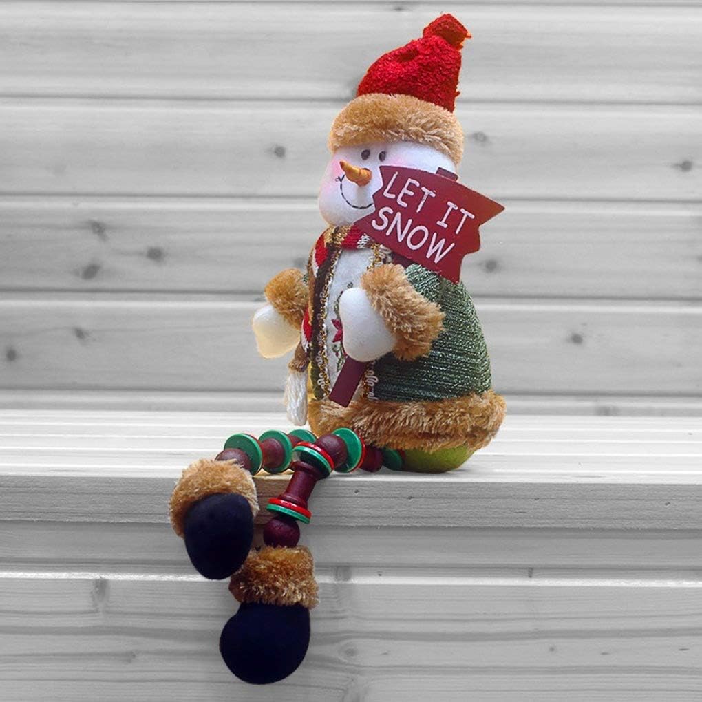 Christmas Decorations Sitting Father Christmas Santa Claus Snowman Figure Plush Toy Doll Christmas Party Tree Hanging Decor Home Indoor Table Fireplace Shelf Sitter Figurine Ornament Decoration Gifts