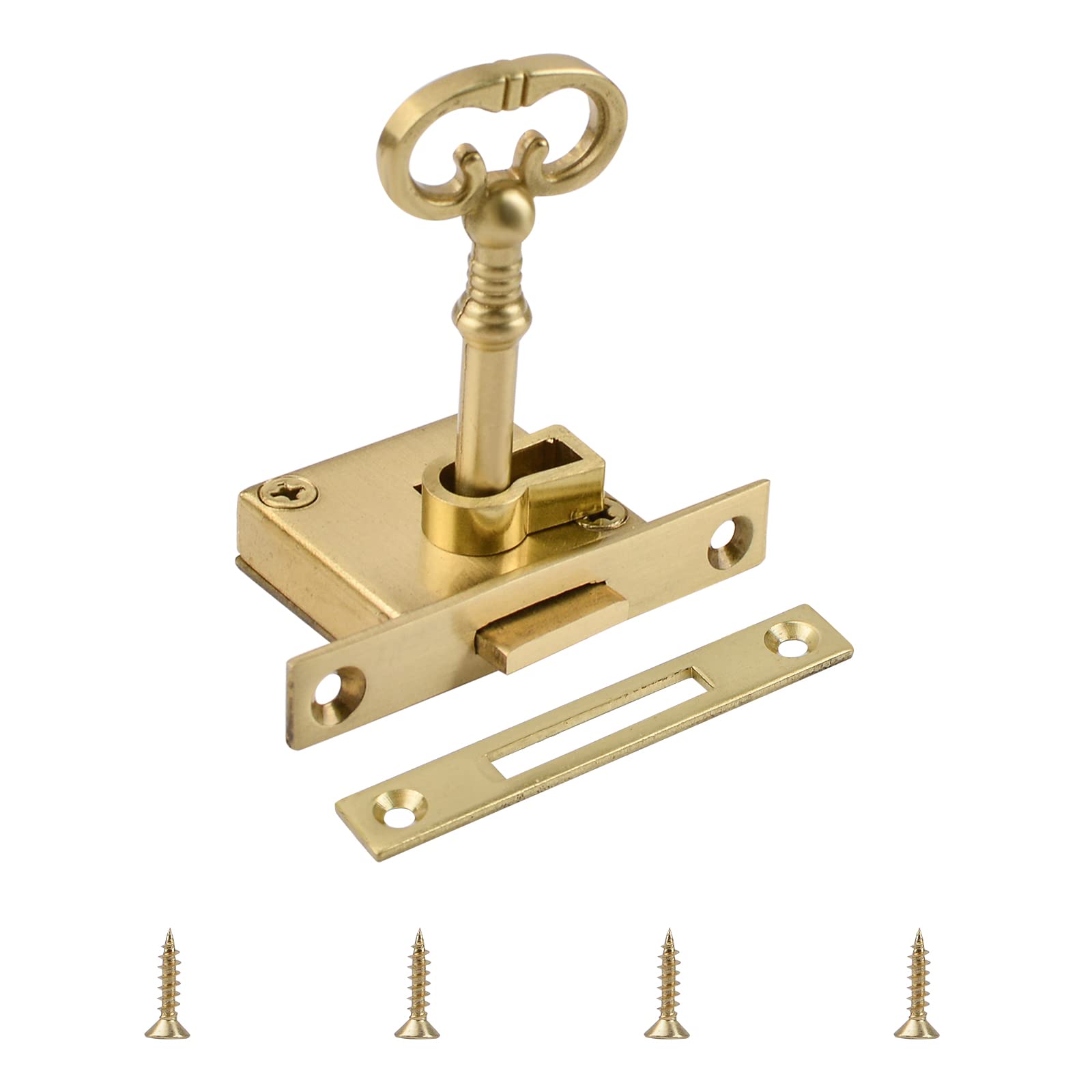 UFURMATE Vintage Lock Set with Key - Gold Cabinet, Drawer, Jewelry Box Lock with Retro Style, Antique Brass Finish — image 1
