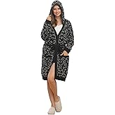 busy koala Soft Plush Hooded Robe, Cozy Warm Loungewear Bathrobe with Pockets for Women