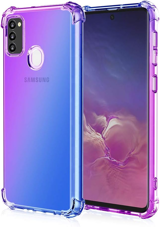 Trihey for Samsung Galaxy M30s Case.Galaxy M21 Case.Shockproof Multi-Color Gradients Anti-Fall Soft Silicone Anti-Drop TPU Case for Samsung Galaxy M30s /M21 (Purple&Blue)