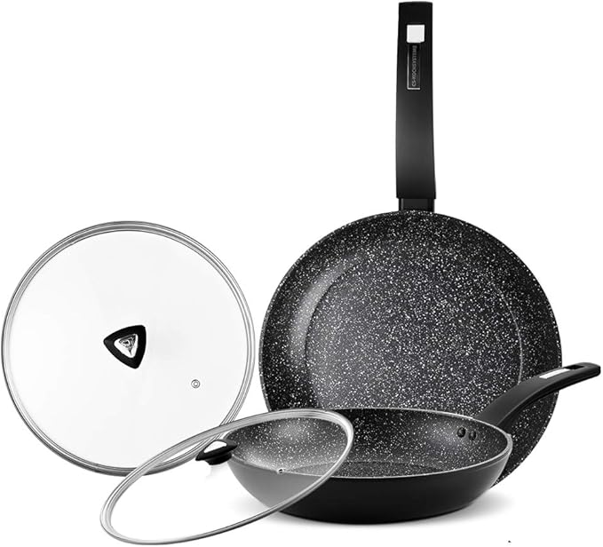 CSK 8''+11'' Nonstick Frying Pan Set with Lids Hard