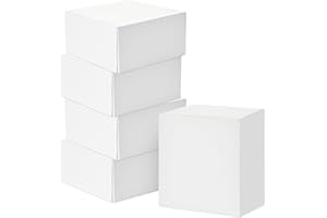 Hallmark 8" Square Gift Boxes with Lids (5 White Gift Boxes) for Christmas, Birthdays, Holidays