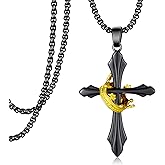 Tiaxiemo Cross Necklace Men 925 Sterling Sliver Cross With Crown Necklace Christian Jewelry Gifts for Men