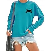 Ladicme Cat Sweatshirts for Women Funny Black Cat Sweatshirt Cat Graphic Sweater Holiday Long Sleeve Pullover Top