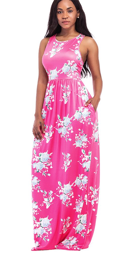 ThusFar Women\'s Floral Maxi Dress Red