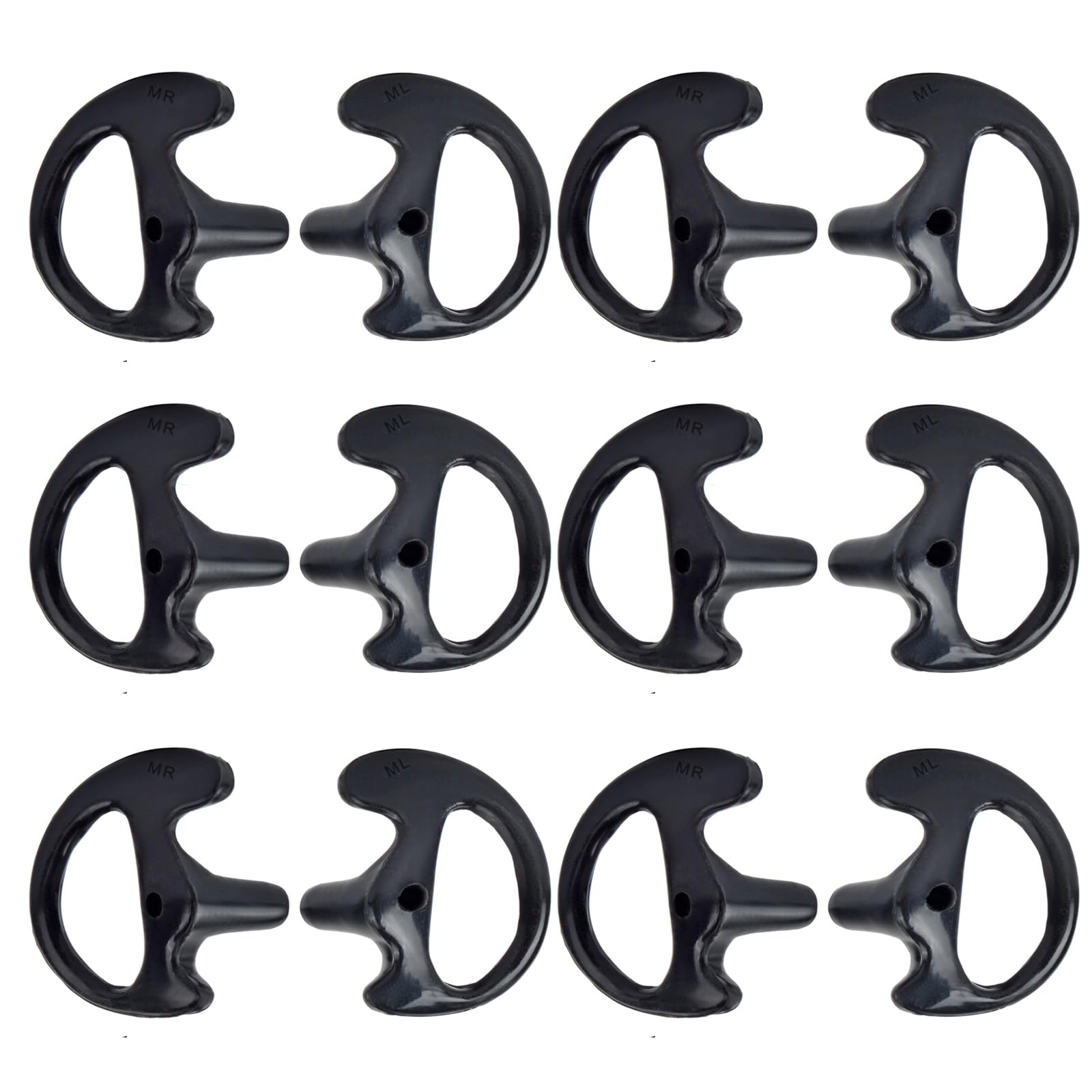 UAYESOK Replacement Earmold Soft Silicone Ear Buds Eartips for Motorola Kenwood Two Way Radio Air Acoustic Coil Tube Walkie Talkie Covert Earpiece Headset (Large*6, Black)