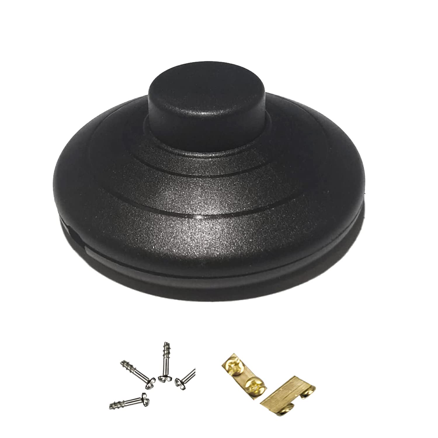 OMIGA 1 Pack Foot Switch for Floor Lamp Round Inline Foot Switc for 2 or 3 Core Lamp Switch Connection Cable Small Devices or Lamps (Black)