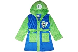 SUPER MARIO Little/Big Boys' Soft Hooded Fleece Sleepwear Bathrobe - Plush Robe for Kids