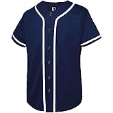 KUAIPAO Blank Baseball Jersey,Short Sleeve Plain Jersey Shirt,Sports Uniform for Men Women(White, Black, Red,Blue,S-3XL)