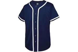 KUAIPAO Blank Baseball Jersey,Short Sleeve Plain Jersey Shirt,Sports Uniform for Men Women(White, Black, Red,Blue,S-3XL)