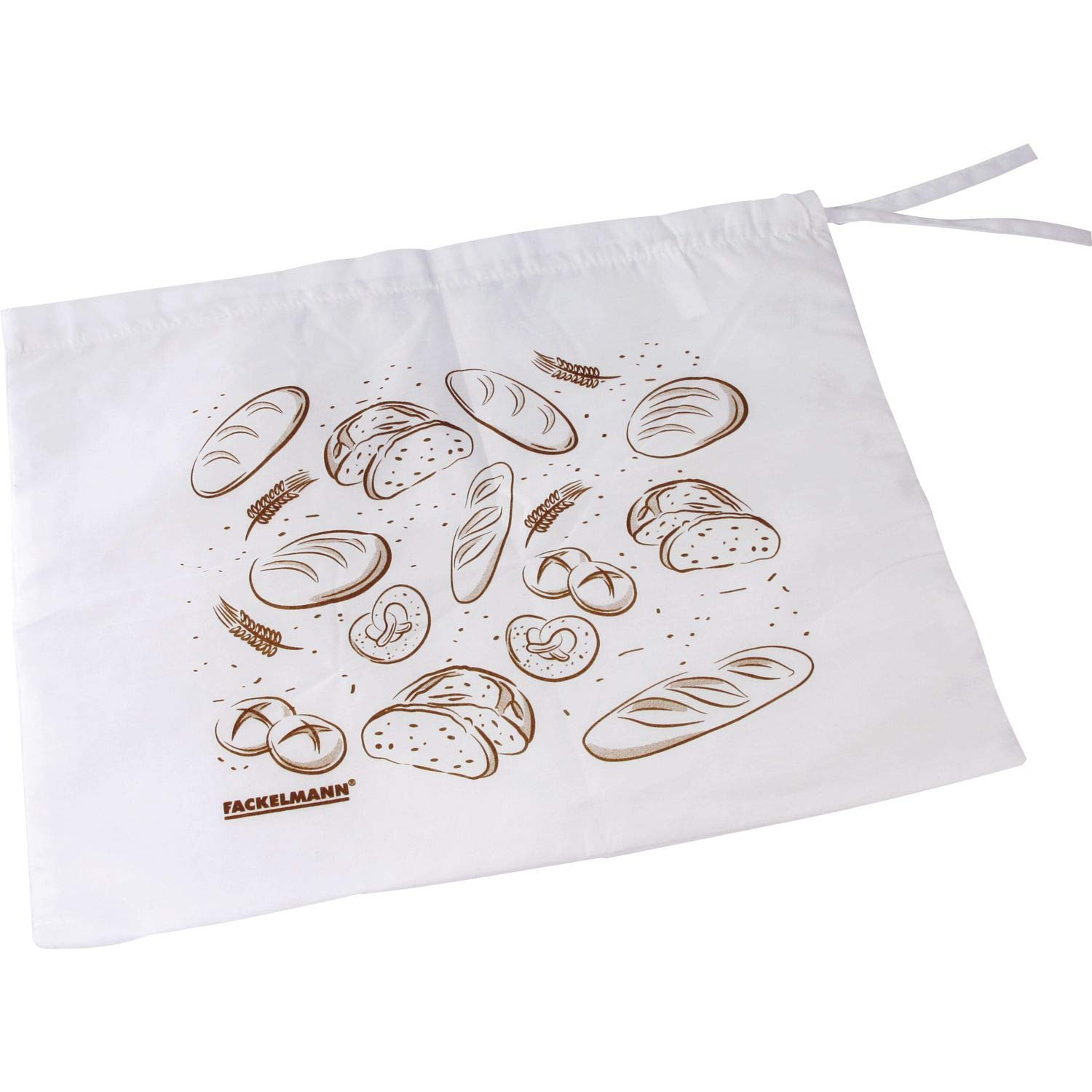 Fackelmann Bread Bag of Cotton/Hdpe, White/Brown, 16.9 x 13.4-Inch