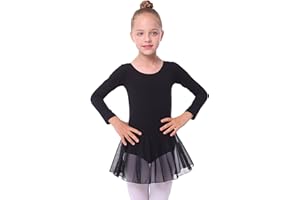 danswan Long Sleeve Ballet Skirted Leotards Dance Dresses Tutu Outfit for Ballerina Toddler Girls