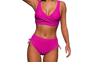 Aniywn Women's Lace Up Bikini Swimsuit Set V Neck Push Up Two Piece Wrap Bathing Suit Womens Sexy Bottoms Bikini Swimsuits