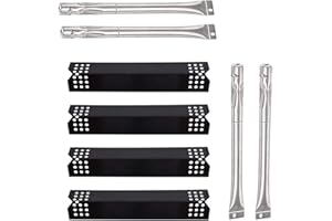 ADVIACE Replacement Parts for Grill Master 720-0697 BBQ Grill, Burners and Heat Plates Replacement for Grillmaster 720-0697, 4-Pack Replacement Porcelain Steel Heat Plates Heat Deflectors and Burner Tubes