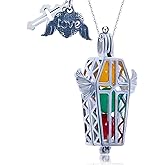 ALiLuYa Angel Wing Locket Necklace for Women, 925 Sterling Silver Guardian Angel Pendant with Birthstone Charms, Christian Faith Jewelry for Protection and Love