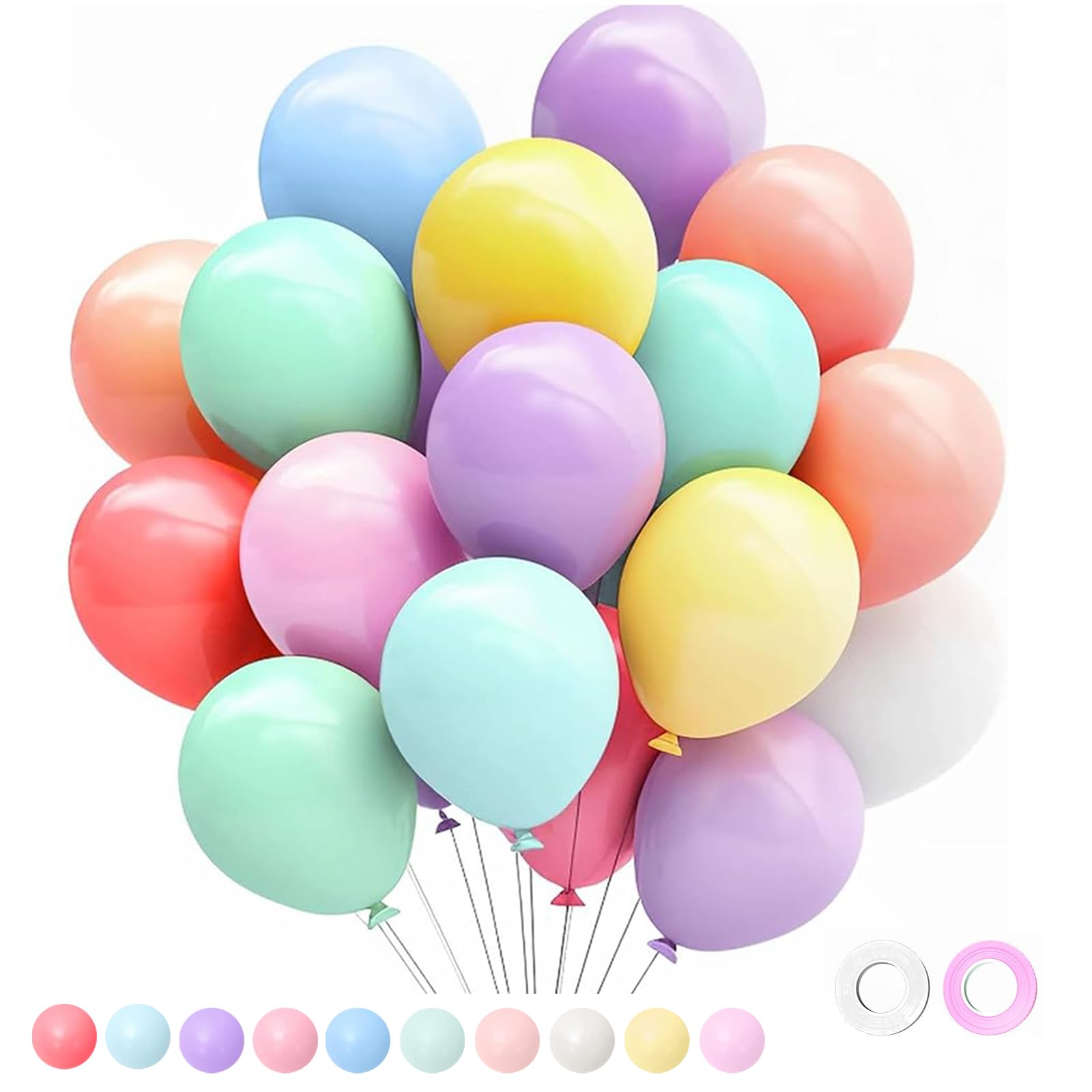 Photo 1 of ** FACTORY SEALED. **100pcs Rainbow Balloons, 12 Inches Pastel Balloons Assorted Color Colorful Multicolor Macaron Latex Party Balloons for Kids Birthday, Summer Party, Haweii Party