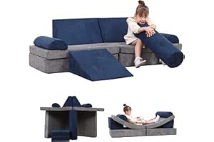 Annualring Kids Couch, 10PCS Play Couch Sofa for Kids Imaginative Furniture Play Set for Creative Kids,Toddler to Teen Bedroom Furniture, Couch Sofa Foam Play Couch Indoor Outdoor