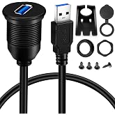 BATIGE Single Port USB 3.0 Male to Female AUX Car Mount Flush Cable 3ft | Waterproof Extension for Car Truck Boat Motorcycle Dashboard Panel