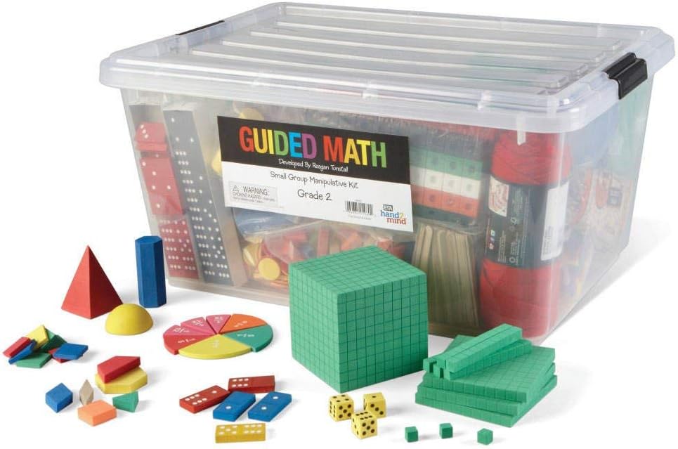 hand2mind Guided Math Small Group Manipulative Kit for Kids (Grade 2+) โ Dominoes, Fraction, Base Ten, and More | Hands-On Learning Materials to Complete Group Lessons