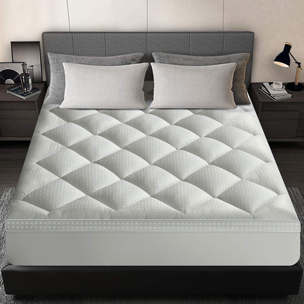 HEPERON Queen Size 100% Waterproof Mattress Topper,Extra Thick Down Alternative Mattress Pad Cover,400TC Cotton Pillow Top Mattress Protector with 8-21 Inch Deep Pocket(White, Queen)