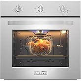 Empava 24 Inch Natural Gas Single Wall Oven in Stainless Steel | 5 Cooking Modes, Convection and Rotisserie Function, 2.3 Cu.ft, 13600 Btu/h