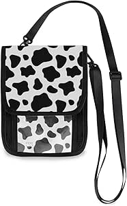 ALAZA Black And White Cow Print Small Crossbody Wallet Purse Cell Phone Bag Rfid Passport Holder with Credit Card Slots