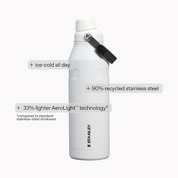 STANLEY ICEFLOW FAST FLOW WATER BOTTLE 24 OZ | ANGLED SPOUT LID | LIGHTWEIGHT AND LEAKPROOF FOR TRAVEL AND SPORTS | INSULATED STAINLESS STEEL | BPA-FREE | BLACK
