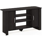 Furinno Econ TV Stand Entertainment Center, Espresso | with Adjustable Shelf, Open Back TV Console with Door Storage for TV up to 50 Inch, for Living Room, Bedroom