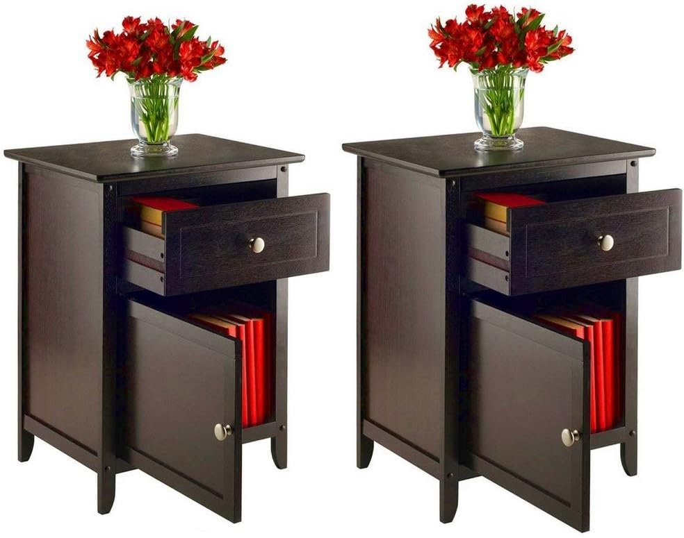 Amazon Com Nightstands Pair Espresso Bedside End Table Organizer Wood Bedroom With Drawer Bedside Spacious Cabinet Chairside Accent Table Phone Stand Versatile Home Furniture Set Of 2 Ebook By Bada Shop Kitchen