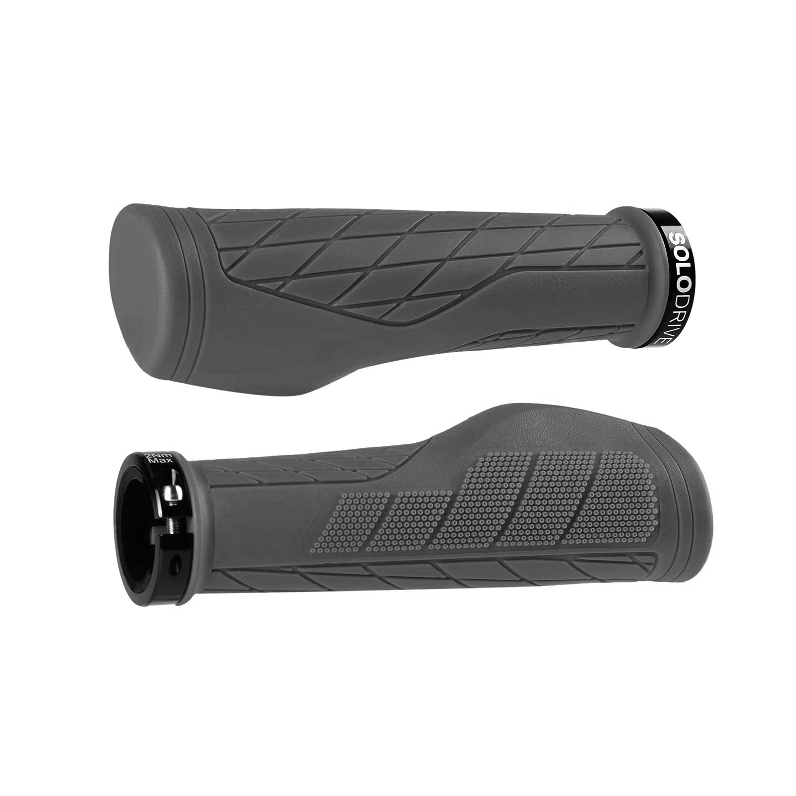SOLODRIVE Ergonomic Design Mountain Bike Grips, Comfortable Bicycle Handlebar Grips, Single Lock-on and Non-Slip MTB Handle, Fit MTB, E-Bike, Hybrid, Scooter (Grey) — image 1