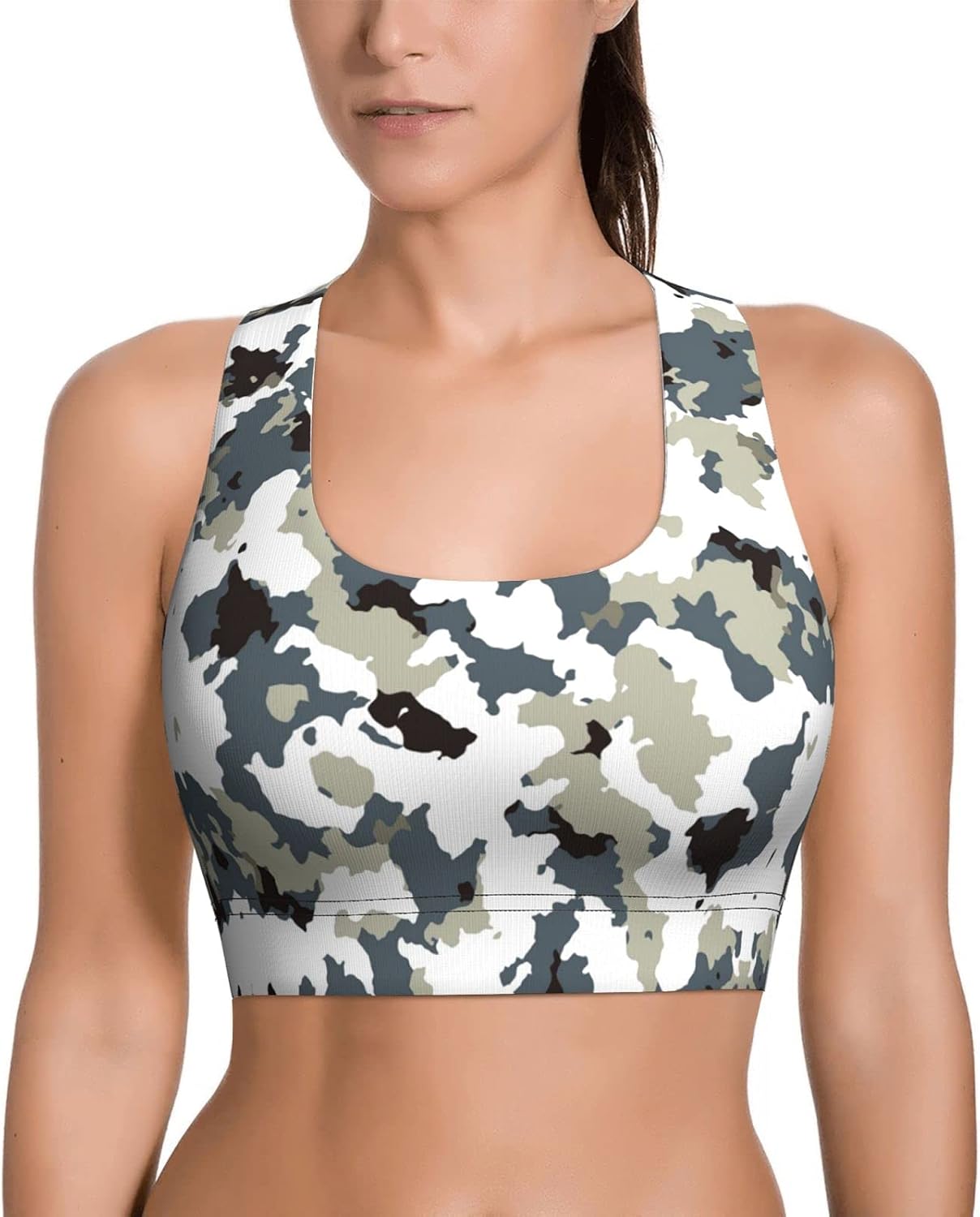 Vintage Camo Camouflage Sports Bras for Women High Impact Wirefree