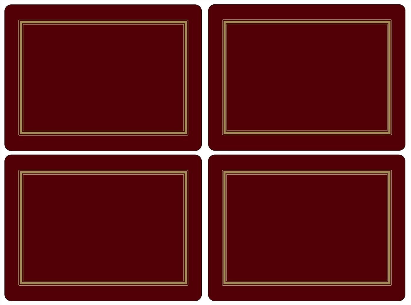 Pimpernel Set of 4 Classic Burgundy Placemats - Cork-Backed Table Mats with Heat Resistance and Stain Protection, Suitable for Everyday Dining and Entertaining, 40.1 x 29.8cm