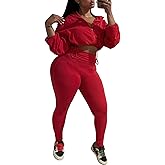Ophestin Women 2 Piece Outfits Workout Sets Long Sleeve Zip Up Crop Jacket Bodycon Pant Tracksuit Jogging Suit