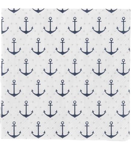 Servilletas De Papel Caspari Nantucket Para Cóctel - Pack De 20 Unidades, Triple Capa, Diseño Elegante