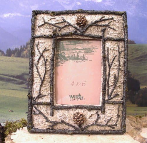 Rustic Branch &amp; Pine Cone 4 X 6 Photo Frame